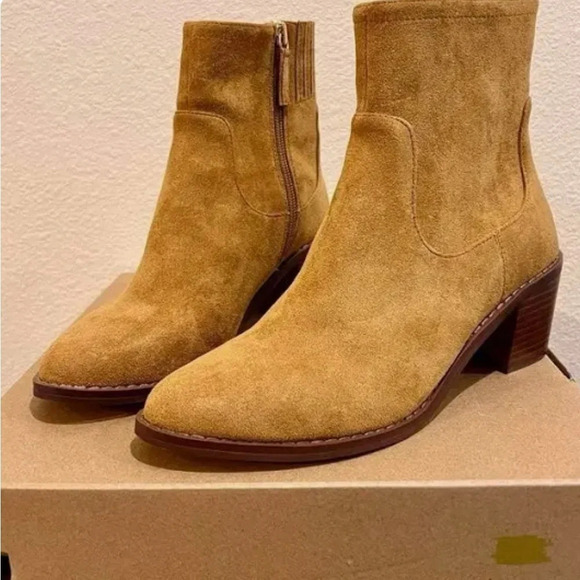 J.CrewFactory Women Western Tan Suede Ankle Zip Boots - Picture 1 of 9